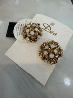 Orecchini Bottoni Champagne e White