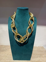 Collana Catena Groupie "Maglie Intrecciate" Dorata con Texture Diamantata