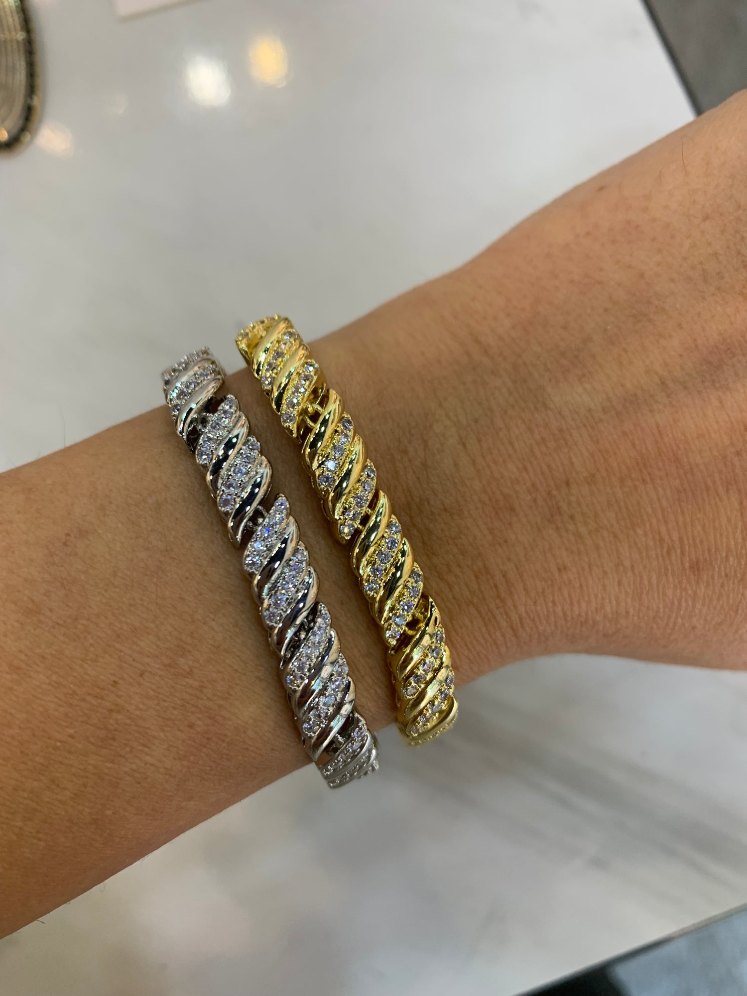 Bracciale zirconi e acciaio