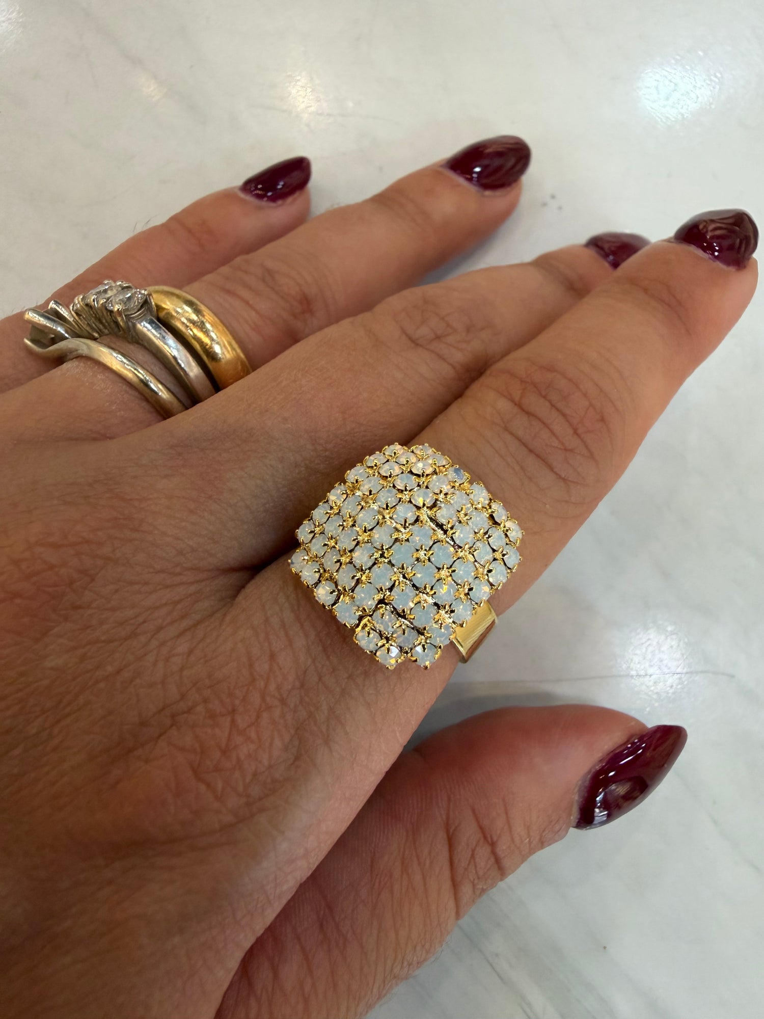 Anello Micro cristalli sqaure