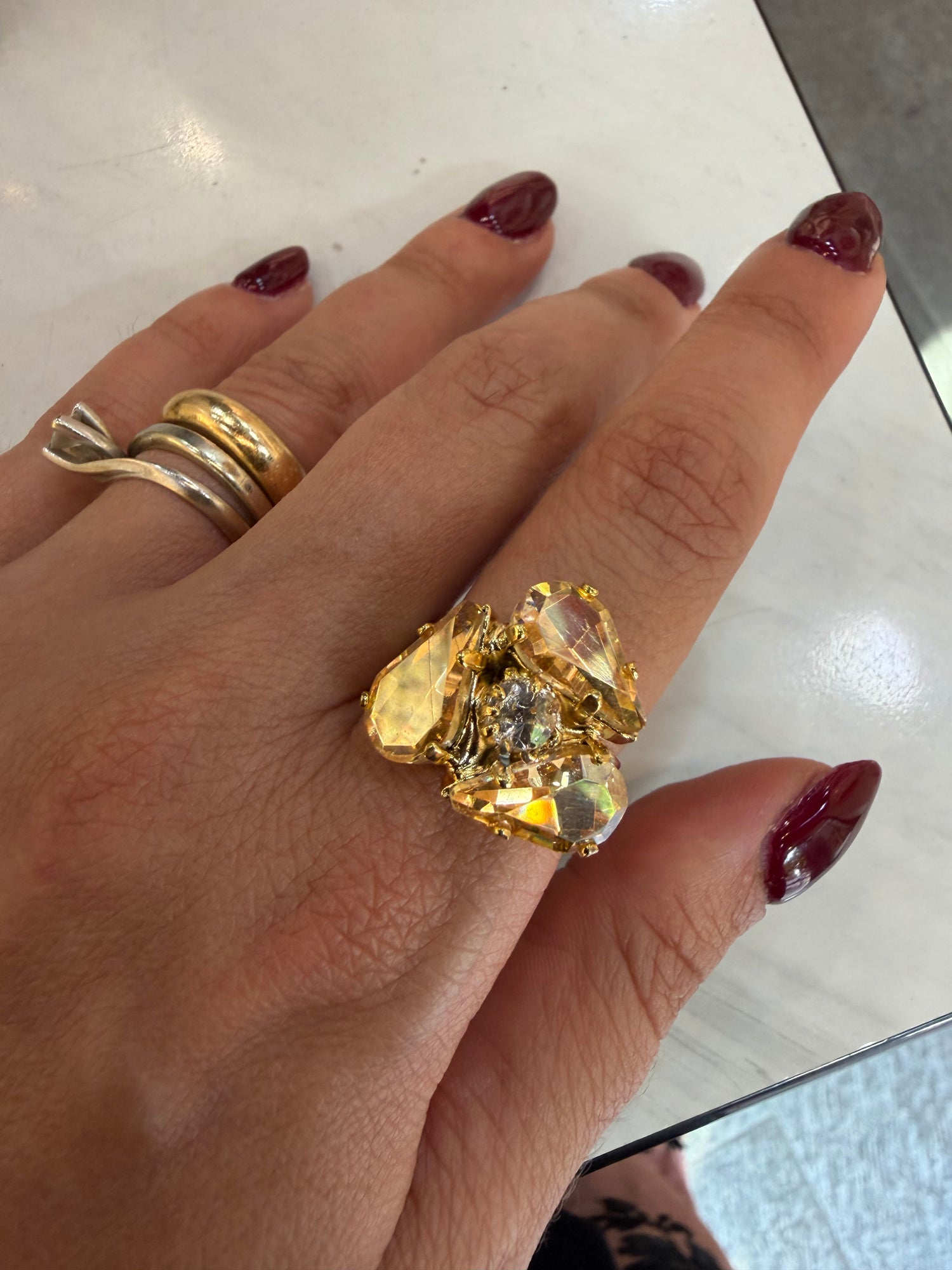 Anello Triangolini in cristallo