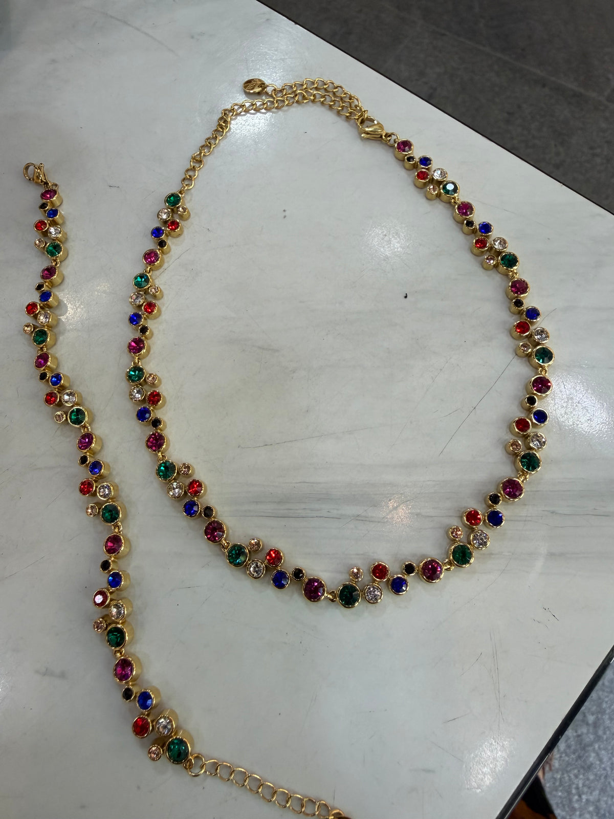 Collana Girocollo "Arcobaleno" con Cristalli Multicolore Dorati