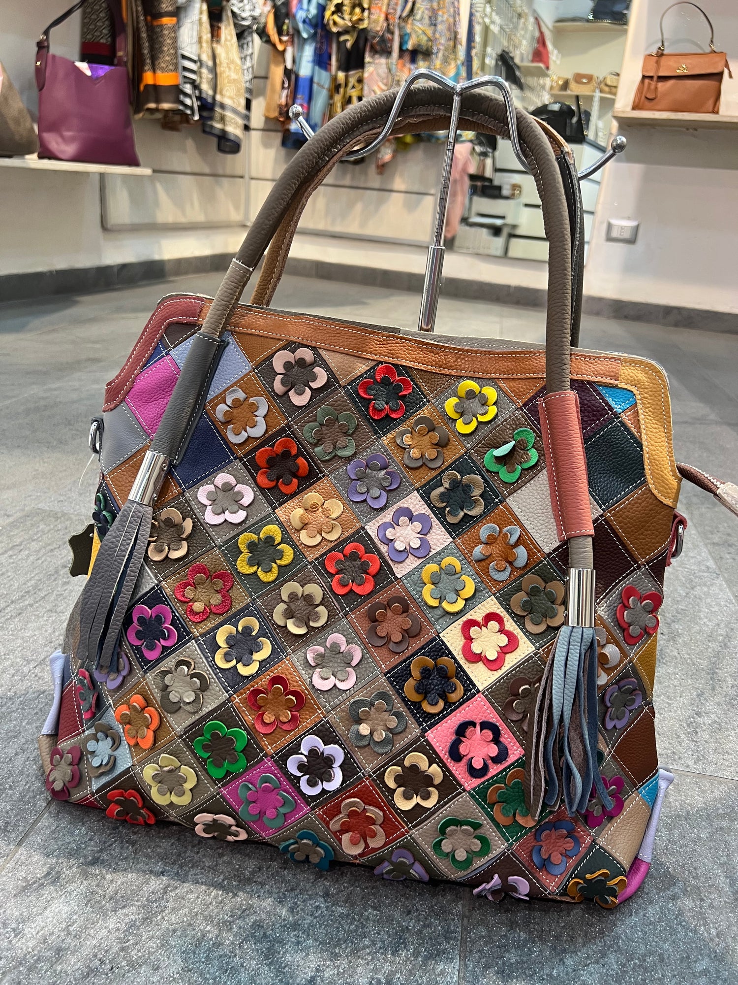 Borsa vera pelle Flowers