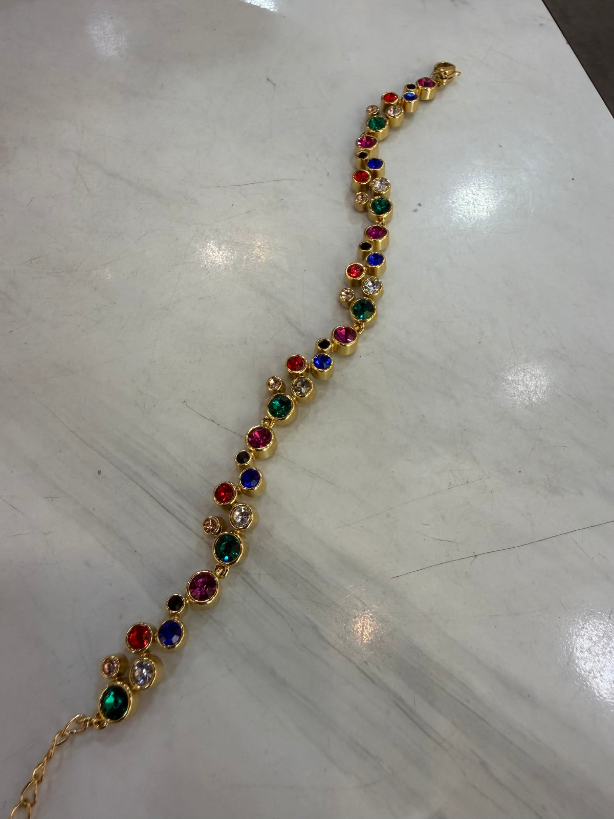 Bracciale "Arcobaleno" con Cristalli Multicolore Dorati