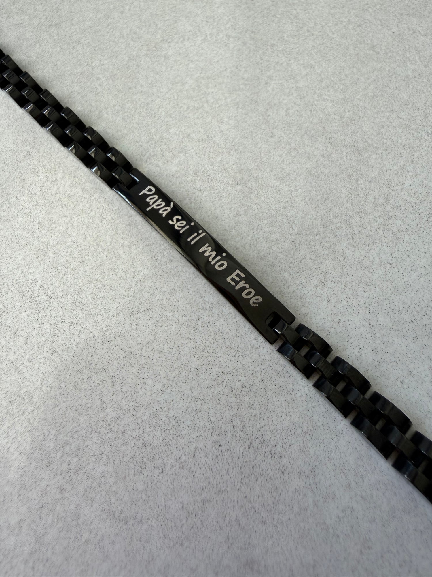 Bracciale Dad Black con targhetta personalizzabile