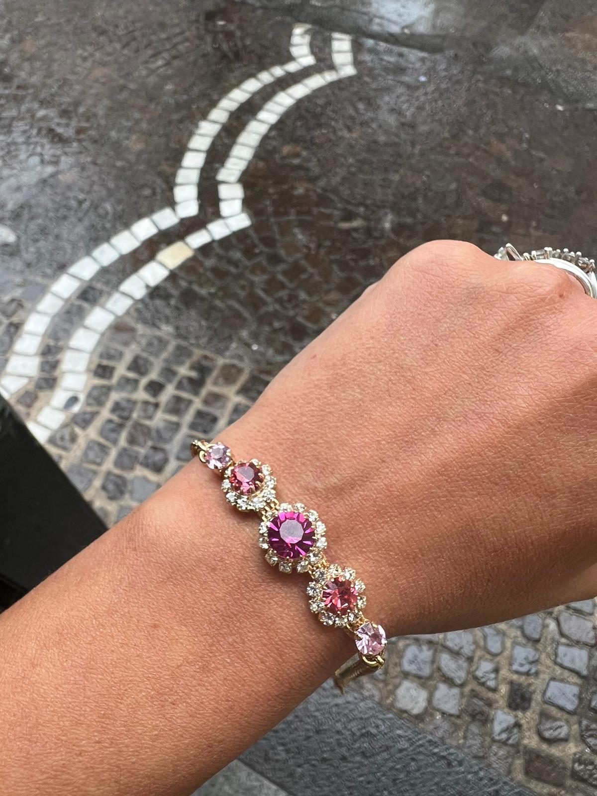 Bracciale castone Francese Rosa