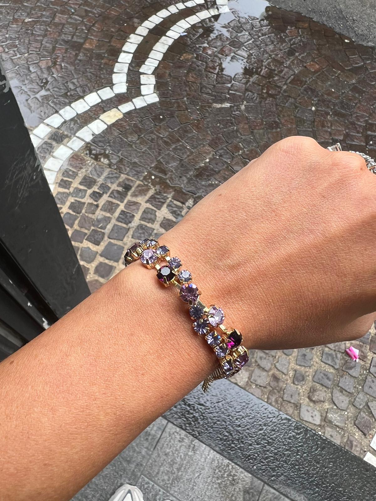 Bracciale Tennis intrecciati Viola