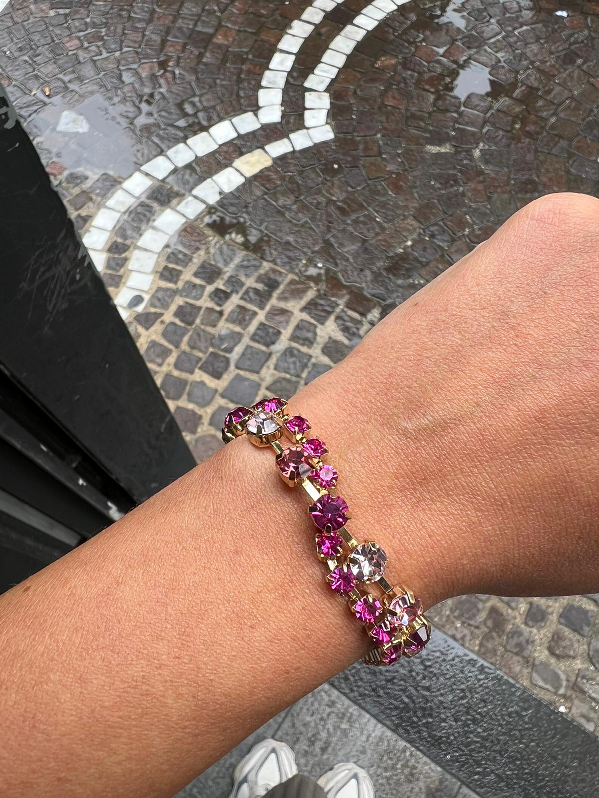 Bracciale Tennis intrecciati Fucsia