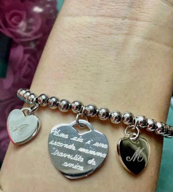 Bracciale Sfere con cuori personalizzabili