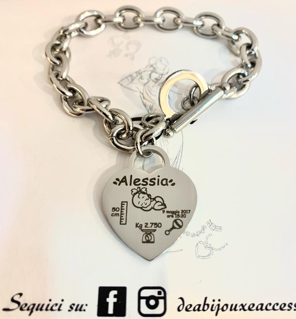 Bracciale nascita con ciondolo cuore