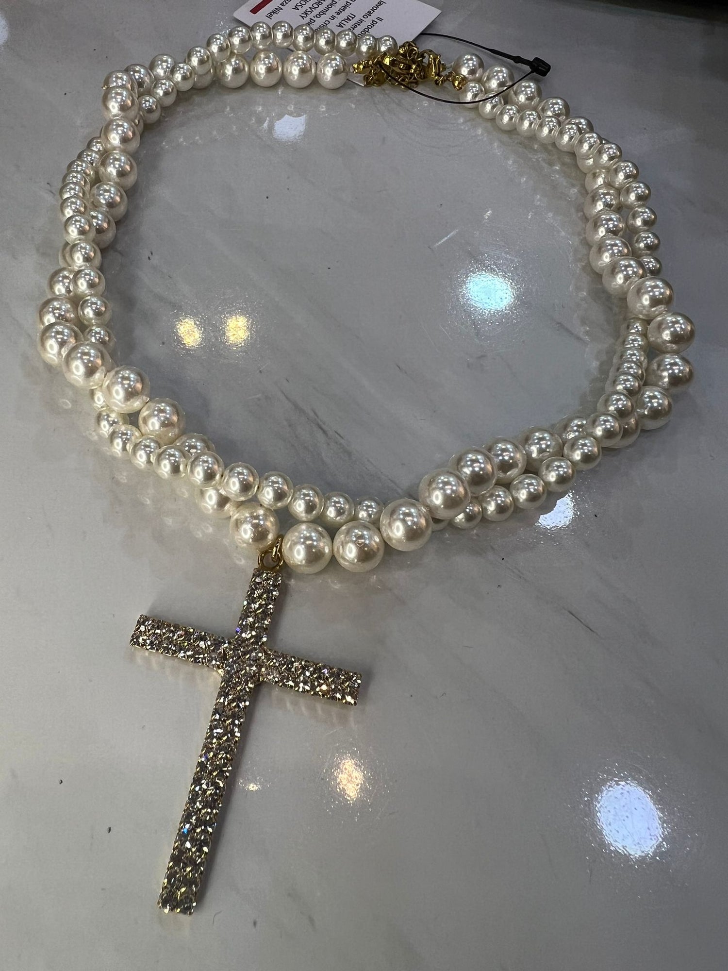 Collana perle intrecciate Cross