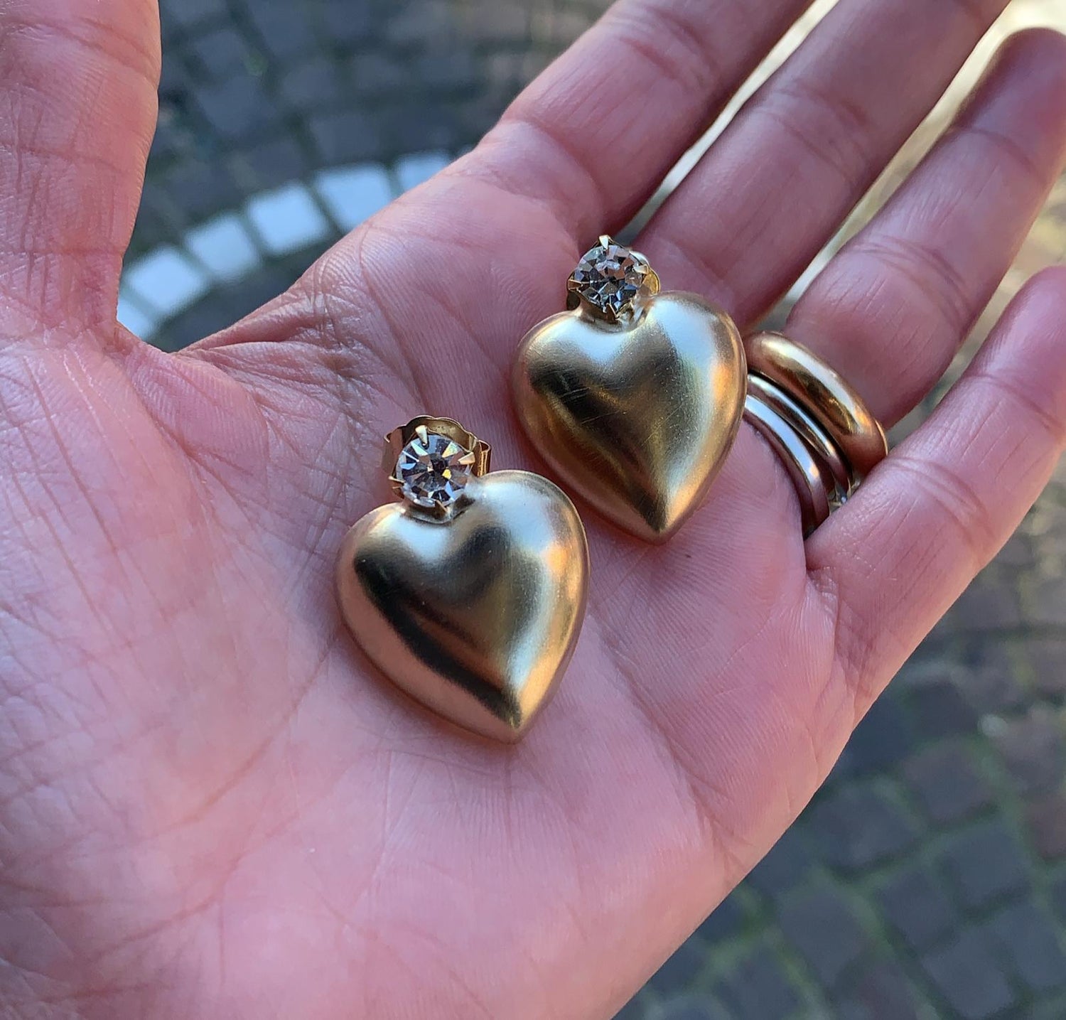Love Me Earrings with stone