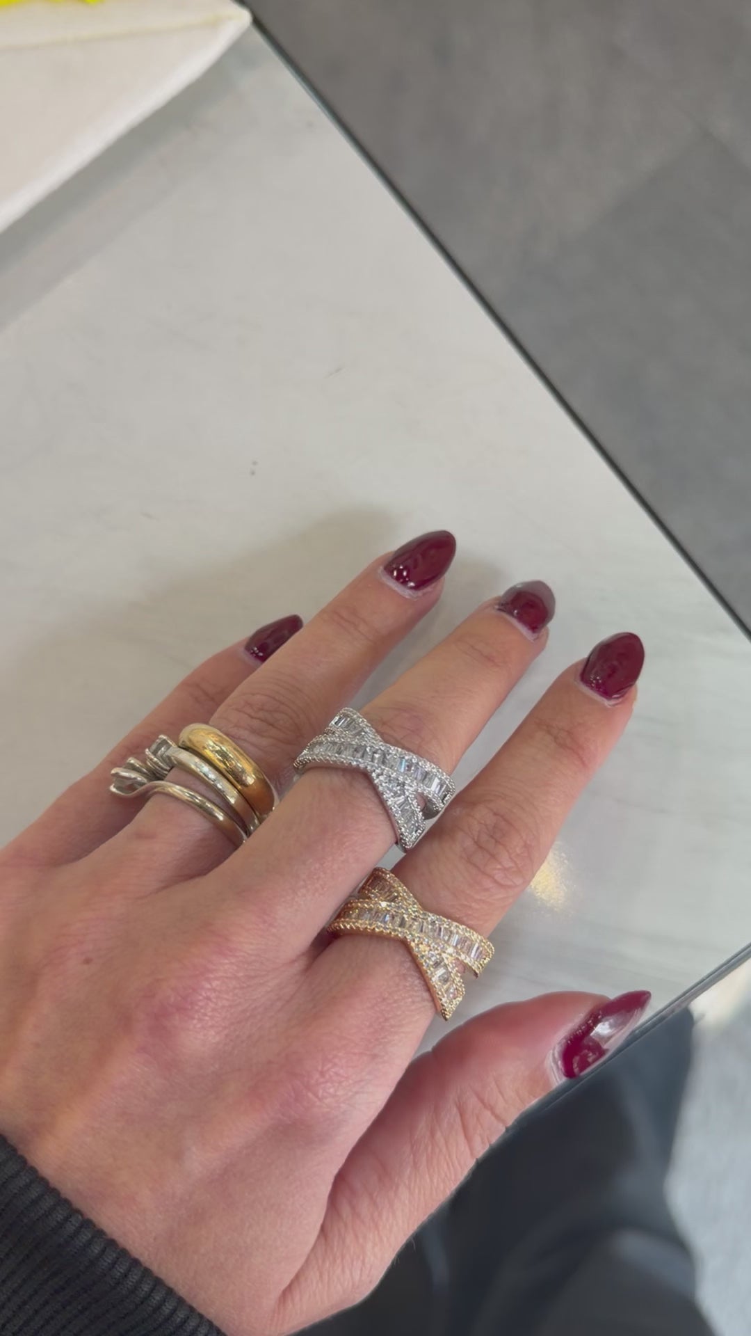 Anello Baghette incrociato